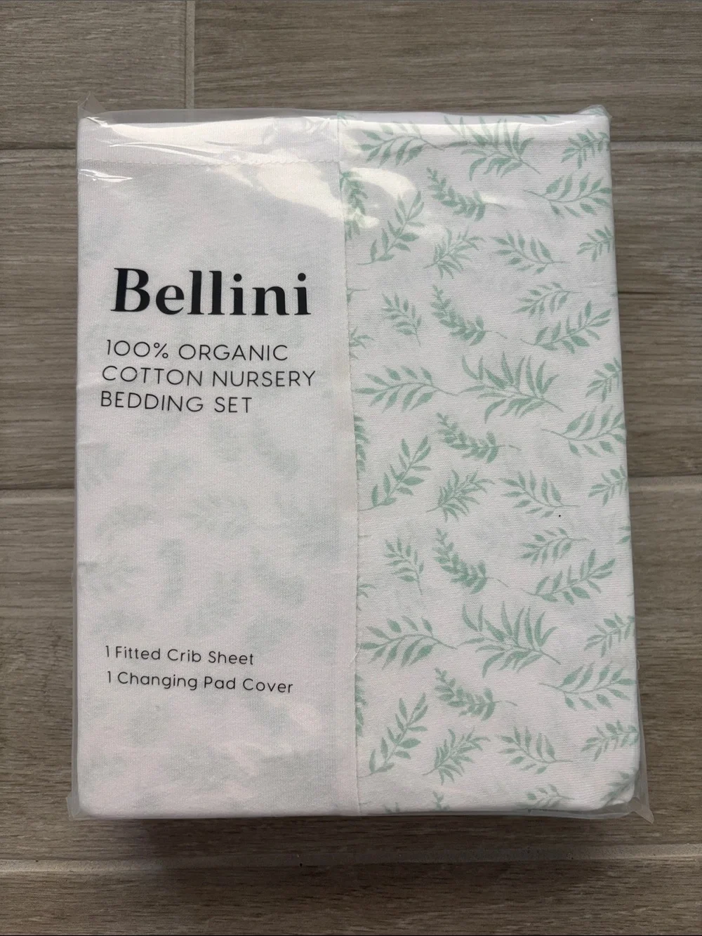 Bellini Nursery Bedding Set - White with Mint Leaf Pattern